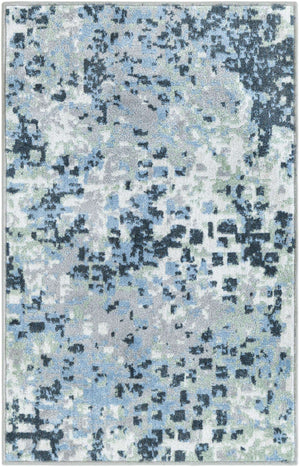 Washable Gray Navy Green 2' x 3' 1 Kamala Washable Rectangle Area Rug Easy to Clean Stain Resistant & Durable 100% Polyester Spill-Friendly Carpet for Sale at Rug Engine