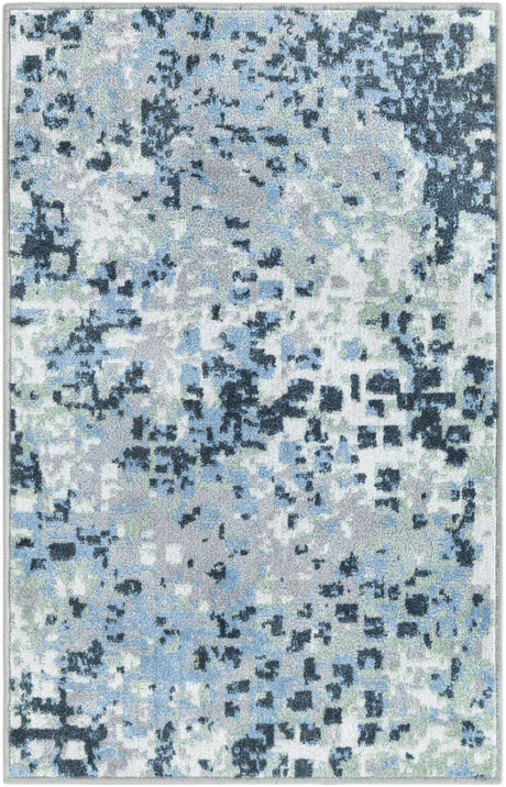 Gray Navy Green 2' x 3' 1 Kamala Washable Rectangle Rug