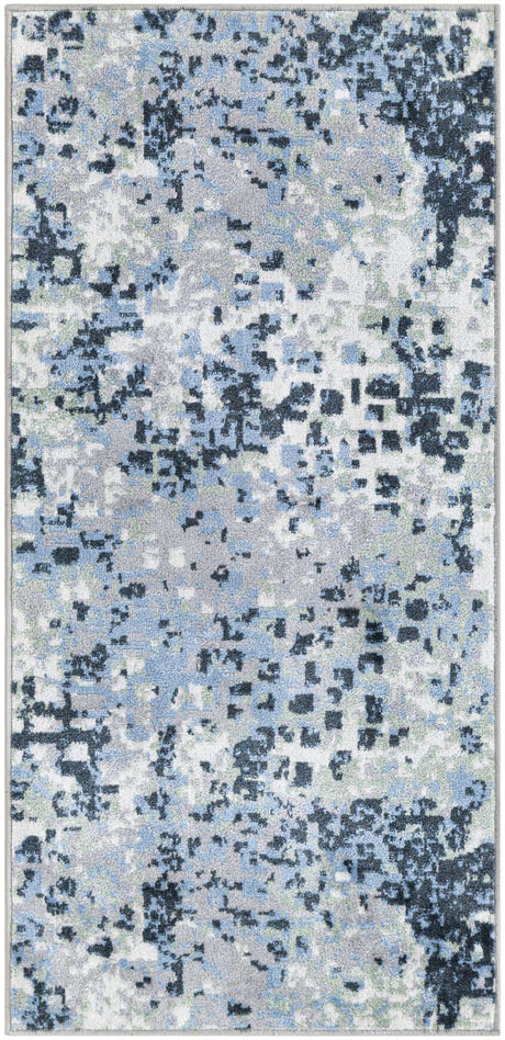 Gray Navy Green 2' x 4' 1 Kamala Washable Runner Rug