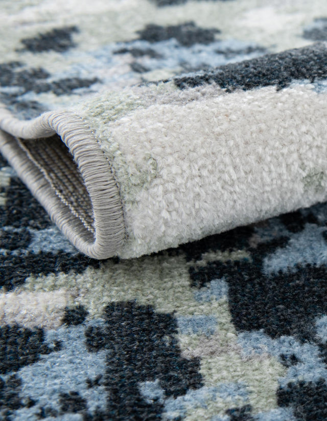 Gray Navy Green 5' 3 x 5' 3 Kamala Washable Round Rug