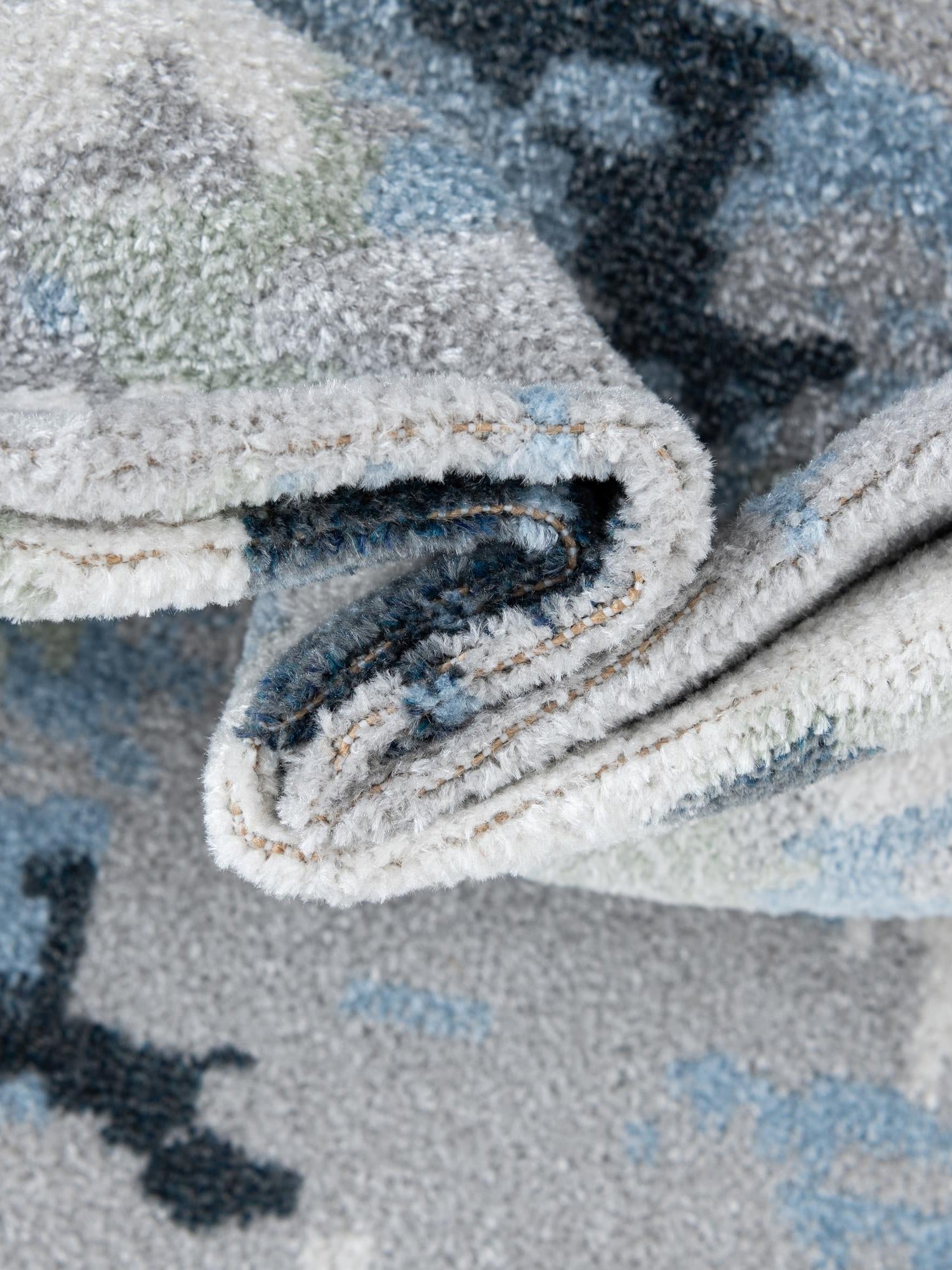 Washable Gray Navy Green 5' 3 x 8' Kamala Washable Rectangle Area Rug Easy to Clean Stain Resistant & Durable 100% Polyester Spill-Friendly Carpet for Sale at Rug Engine