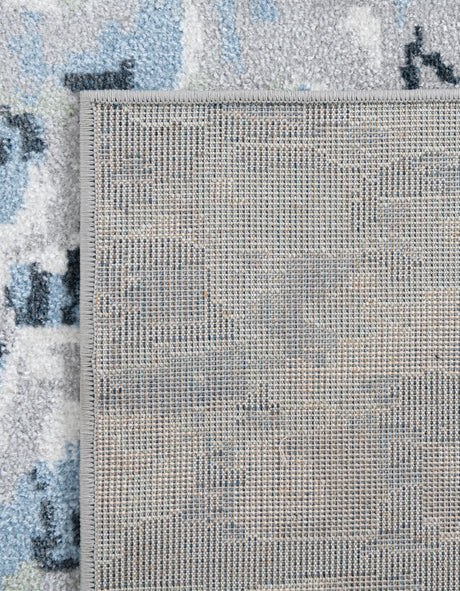 Washable Gray Navy Green 9' x 12' Kamala Washable Rectangle Area Rug Easy to Clean Stain Resistant & Durable 100% Polyester Spill-Friendly Carpet for Sale at Rug Engine