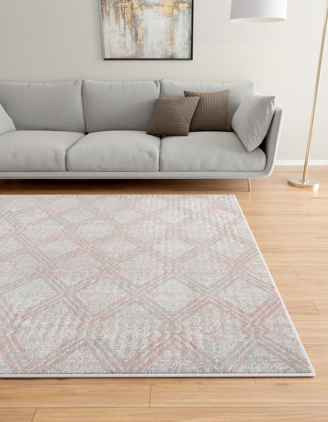 Washable Rose Pink 7' 10 x 7' 10 Kamala Washable Square Area Rug Easy to Clean Stain Resistant & Durable 100% Polyester Spill-Friendly Carpet for Sale at Rug Engine