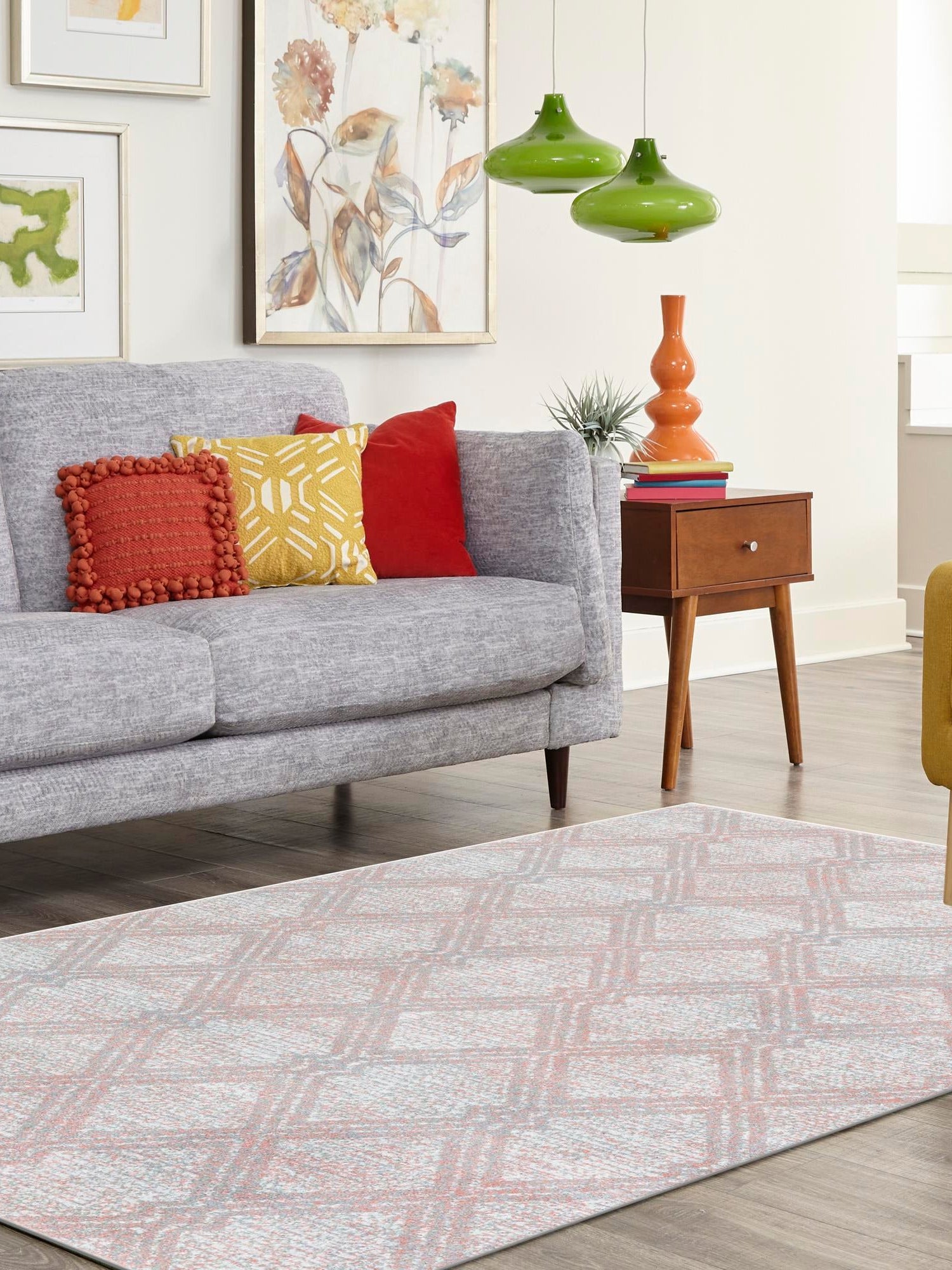 Washable Rose Pink 7' 10 x 10' Kamala Washable Rectangle Area Rug Easy to Clean Stain Resistant & Durable 100% Polyester Spill-Friendly Carpet for Sale at Rug Engine