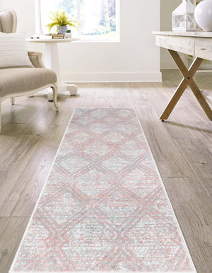 Washable Rose Pink 2' 7 x 12' Kamala Washable Runner Area Rug Easy to Clean Stain Resistant & Durable 100% Polyester Spill-Friendly Carpet for Sale at Rug Engine