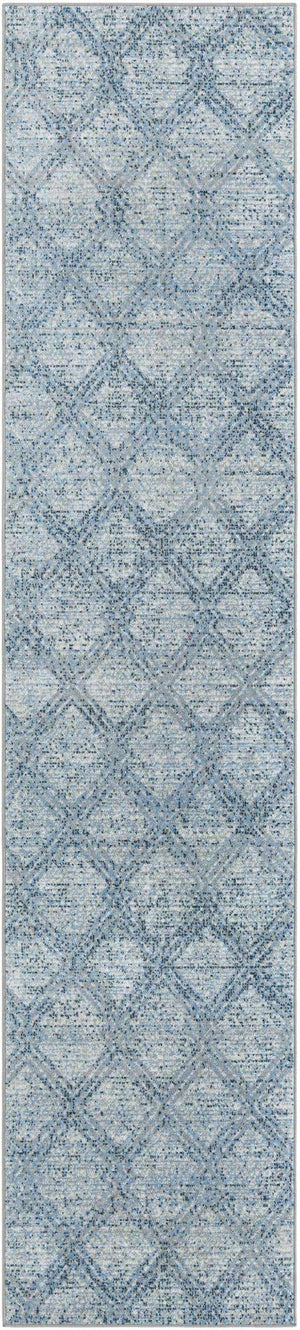 Washable Blue 2' 7 x 12' Kamala Washable Runner Area Rug Easy to Clean Stain Resistant & Durable 100% Polyester Spill-Friendly Carpet for Sale at Rug Engine