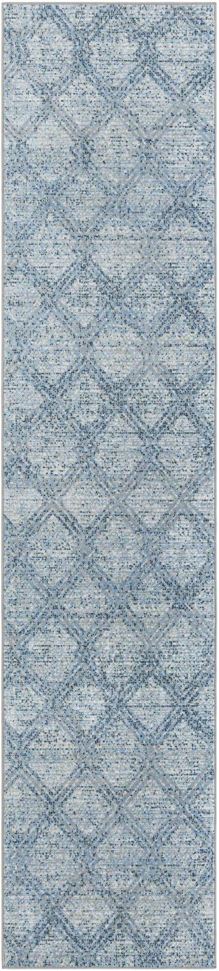 Washable Blue 2' 7 x 12' Kamala Washable Runner Area Rug Easy to Clean Stain Resistant & Durable 100% Polyester Spill-Friendly Carpet for Sale at Rug Engine