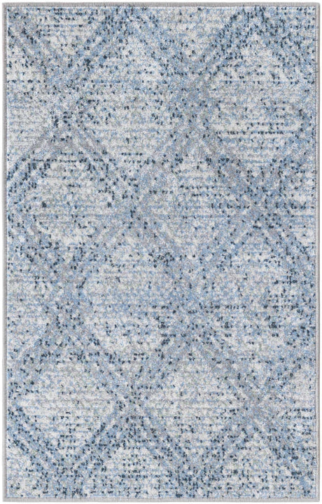 Washable Blue 2' x 3' 1 Kamala Washable Rectangle Area Rug Easy to Clean Stain Resistant & Durable 100% Polyester Spill-Friendly Carpet for Sale at Rug Engine