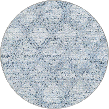 Washable Blue 3' 3 x 3' 3 Kamala Washable Round Area Rug Easy to Clean Stain Resistant & Durable 100% Polyester Spill-Friendly Carpet for Sale at Rug Engine