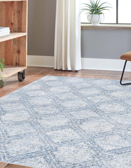 Washable Blue 10' x 14' 1 Kamala Washable Rectangle Area Rug Easy to Clean Stain Resistant & Durable 100% Polyester Spill-Friendly Carpet for Sale at Rug Engine