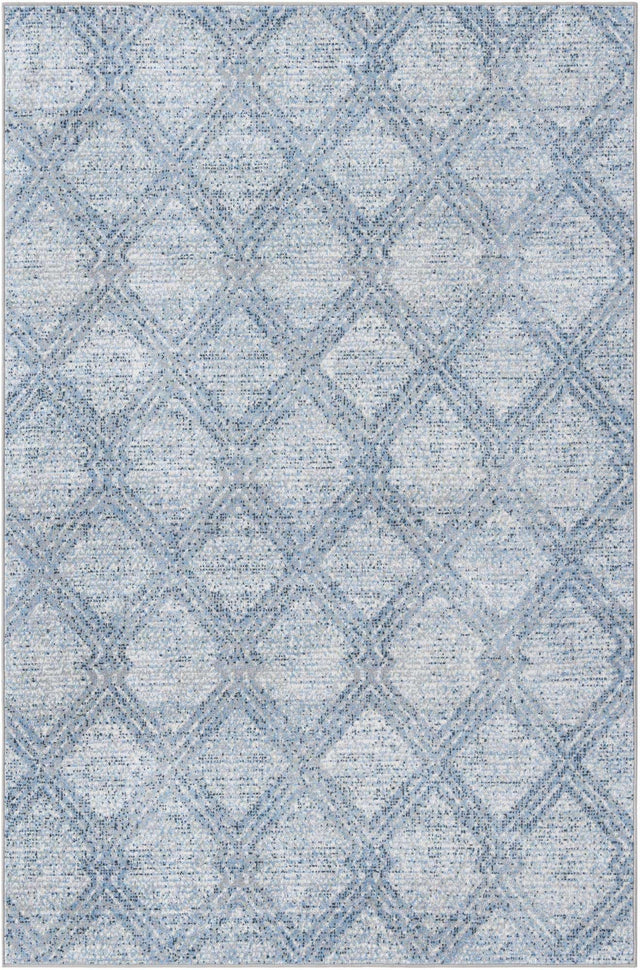 Washable Blue 5' 3 x 8' Kamala Washable Rectangle Area Rug Easy to Clean Stain Resistant & Durable 100% Polyester Spill-Friendly Carpet for Sale at Rug Engine