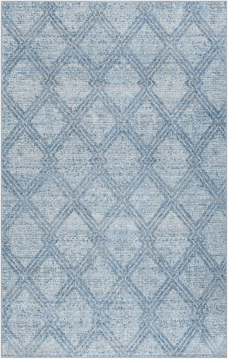 Blue 6' 1 x 9' Kamala Washable Rectangle Rug