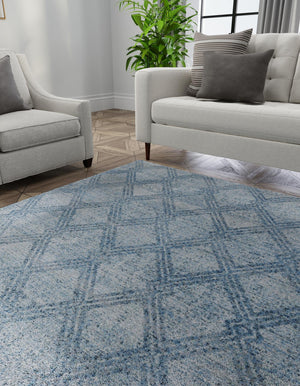 Blue 5' 3 x 5' 3 Kamala Washable Square Rug