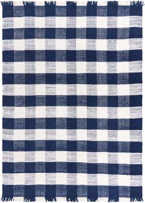 Navy Blue 10' x 14' 1 Eco Plaid Indoor Outdoor Washable Rectangle Rug