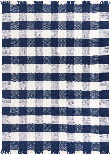 Navy Blue 10' x 14' 1 Eco Plaid Indoor Outdoor Washable Rectangle Rug