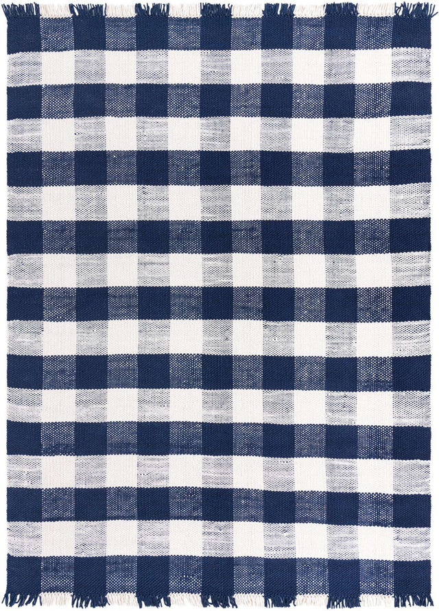 Navy Blue 10' x 14' 1 Eco Plaid Indoor Outdoor Washable Rectangle Rug