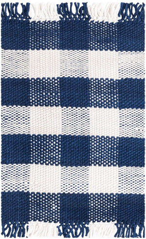 Navy Blue 2' 2 x 3' 1 Eco Plaid Indoor Outdoor Washable Rectangle Rug