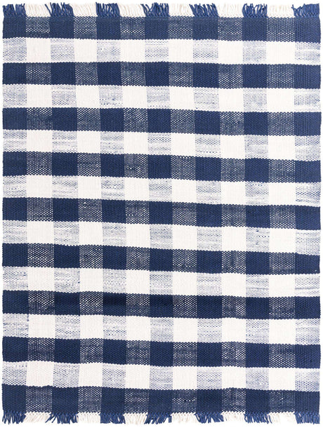 Navy Blue 8' x 10' Eco Plaid Indoor Outdoor Washable Rectangle Rug