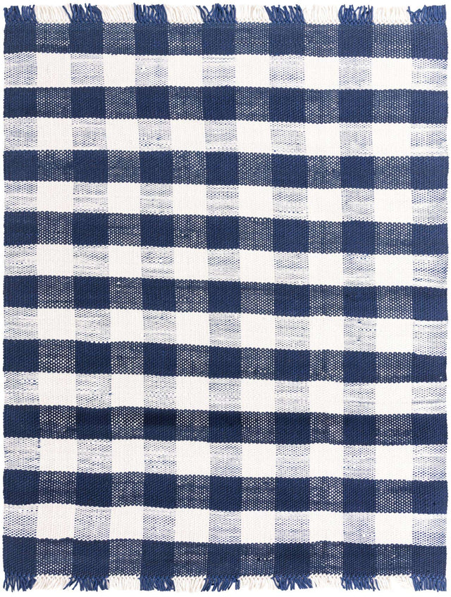 Navy Blue 8' x 10' Eco Plaid Indoor Outdoor Washable Rectangle Rug