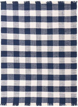 Navy Blue 9' x 12' Eco Plaid Indoor Outdoor Washable Rectangle Rug