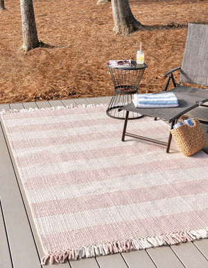 Washable Pink 9' x 12' Eco Plaid Indoor Outdoor Washable Rectangle Area Rug Easy to Clean Stain Resistant & Durable Weather Resistant for Patio, Deck, Terrace, Balcony, Porch 100% Recycled Plastic Bottles Carpet Mat for Sale at Rug Engine