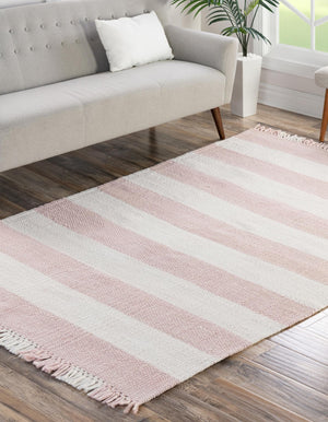 Pink 5' 3 x 8' Eco Plaid Indoor Outdoor Washable Rectangle Rug