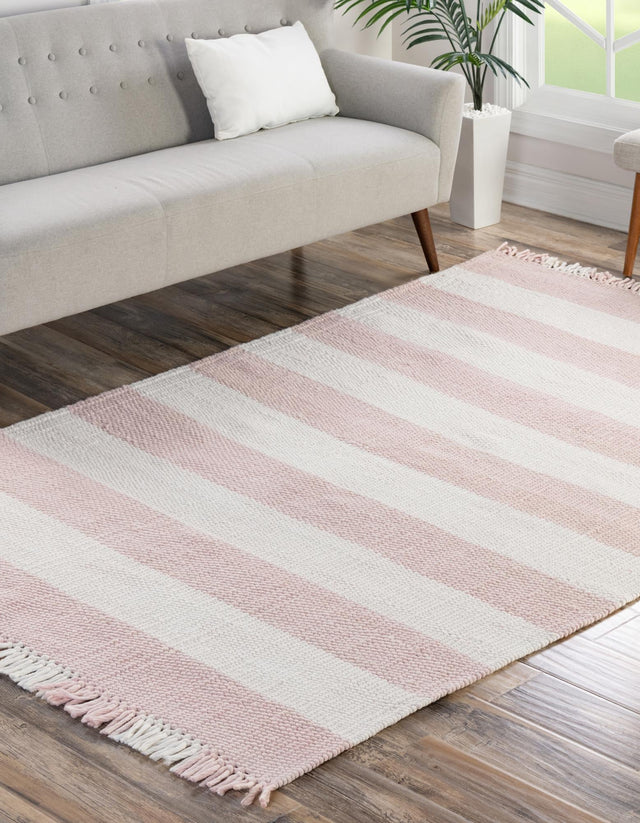 Pink 5' 3 x 8' Eco Plaid Indoor Outdoor Washable Rectangle Rug