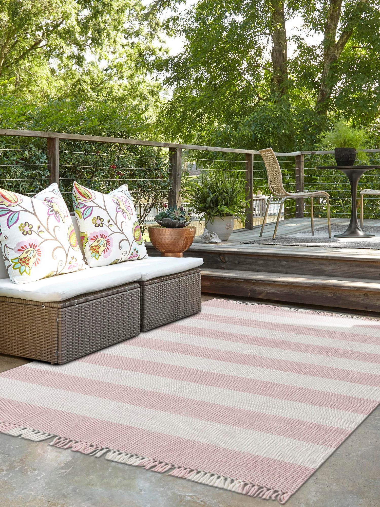 Washable Pink 7' 10 x 10' Eco Plaid Indoor Outdoor Washable Rectangle Area Rug Easy to Clean Stain Resistant & Durable Weather Resistant for Patio, Deck, Terrace, Balcony, Porch 100% Recycled Plastic Bottles Carpet Mat for Sale at Rug Engine