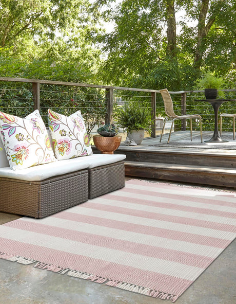 Washable Pink 6' 1 x 9' Eco Plaid Indoor Outdoor Washable Rectangle Area Rug Easy to Clean Stain Resistant & Durable Weather Resistant for Patio, Deck, Terrace, Balcony, Porch 100% Recycled Plastic Bottles Carpet Mat for Sale at Rug Engine