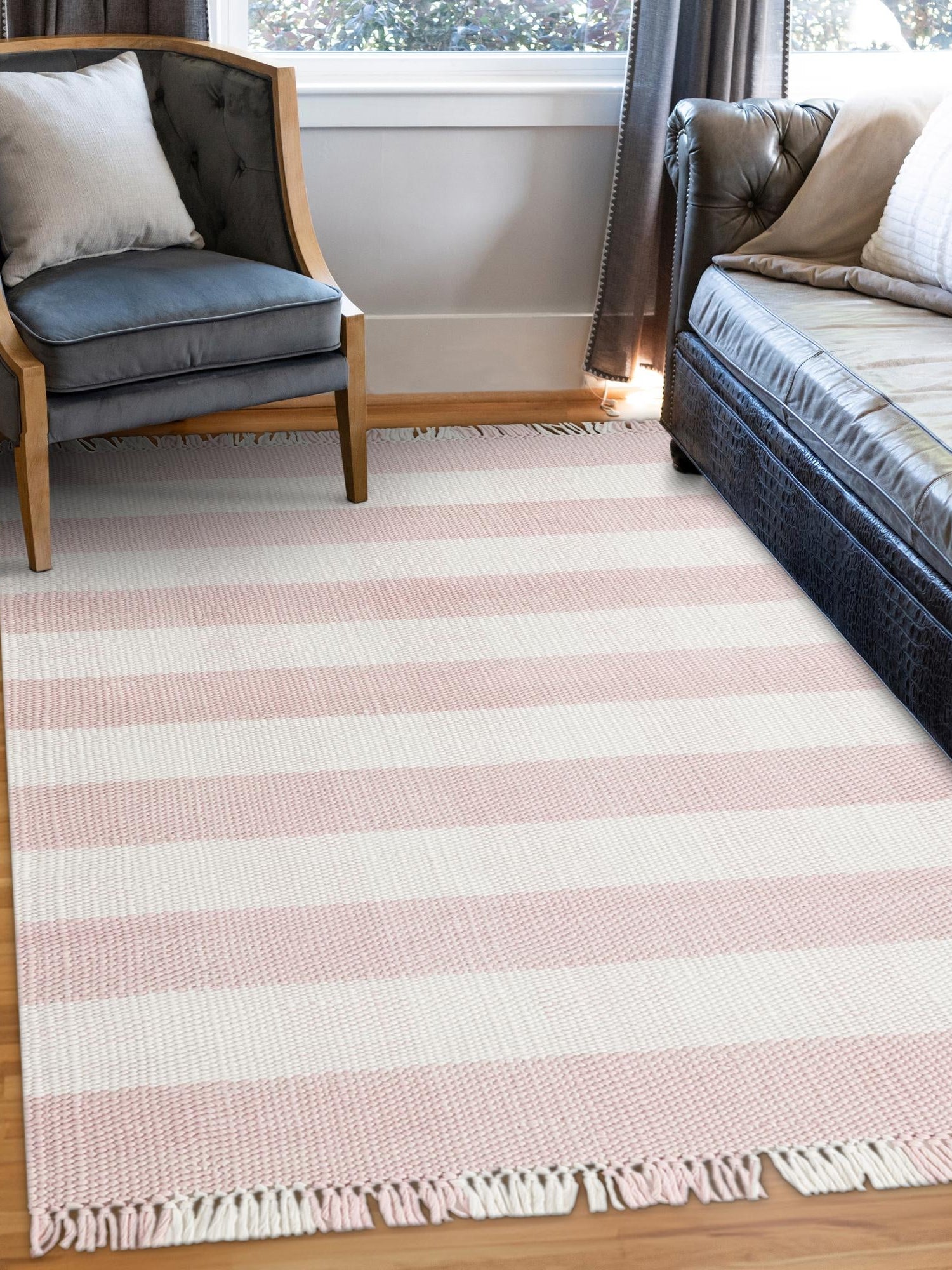 Washable Pink 7' 10 x 10' Eco Plaid Indoor Outdoor Washable Rectangle Area Rug Easy to Clean Stain Resistant & Durable Weather Resistant for Patio, Deck, Terrace, Balcony, Porch 100% Recycled Plastic Bottles Carpet Mat for Sale at Rug Engine
