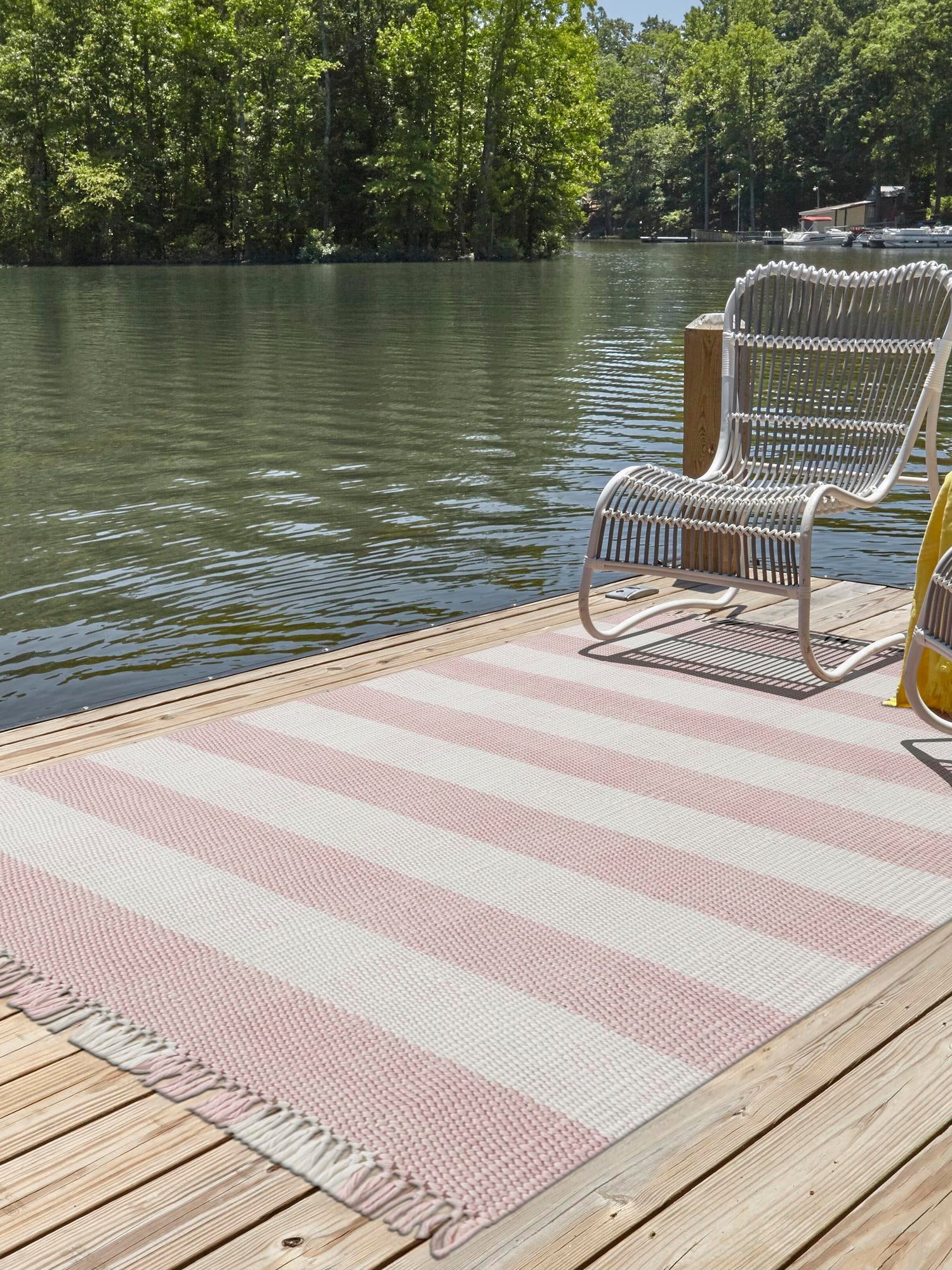 Washable Pink 7' 10 x 10' Eco Plaid Indoor Outdoor Washable Rectangle Area Rug Easy to Clean Stain Resistant & Durable Weather Resistant for Patio, Deck, Terrace, Balcony, Porch 100% Recycled Plastic Bottles Carpet Mat for Sale at Rug Engine
