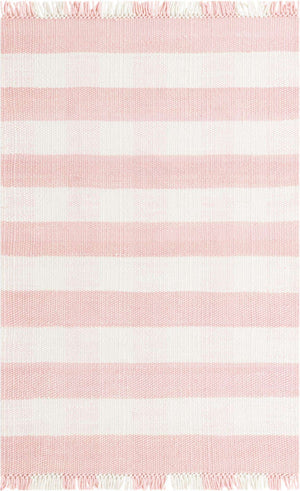 Pink 5' 3 x 8' Eco Plaid Indoor Outdoor Washable Rectangle Rug