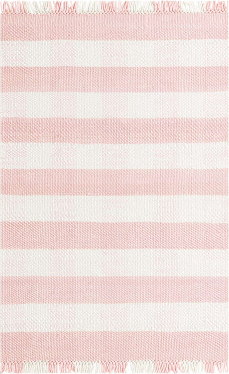 Pink 5' 3 x 8' Eco Plaid Indoor Outdoor Washable Rectangle Rug