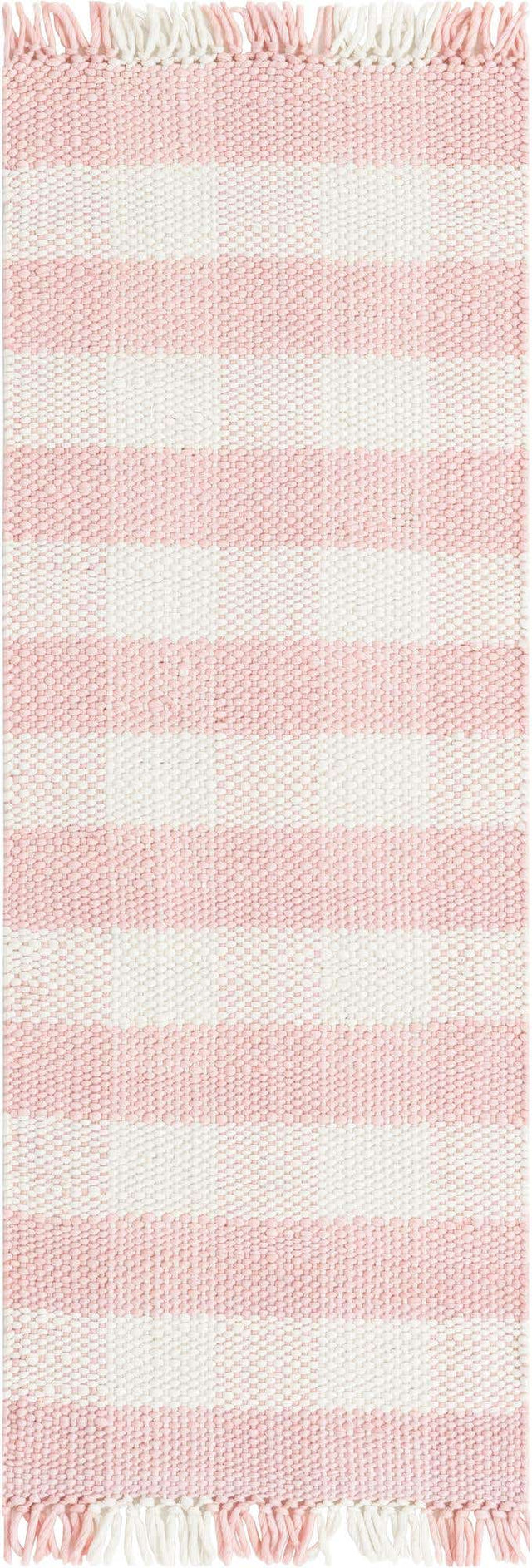 Pink 2' x 6' 1 Eco Plaid Indoor Outdoor Washable Runner Rug