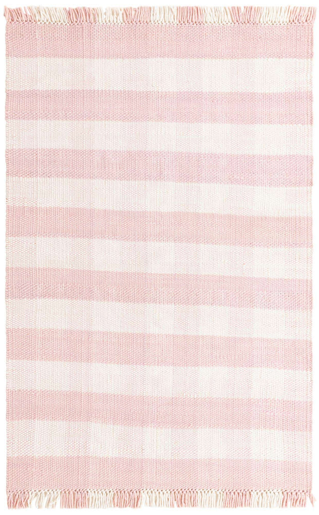 Pink 6' 1 x 9' Eco Plaid Indoor Outdoor Washable Rectangle Rug