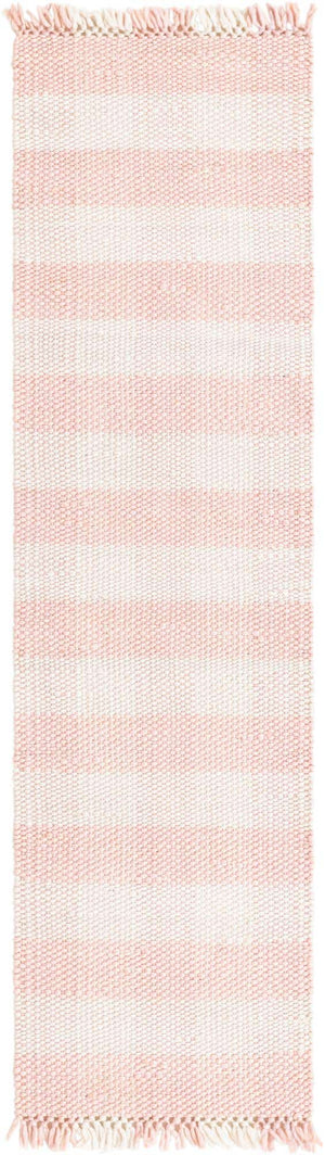Pink 2' x 8' Eco Plaid Indoor Outdoor Washable Runner Rug
