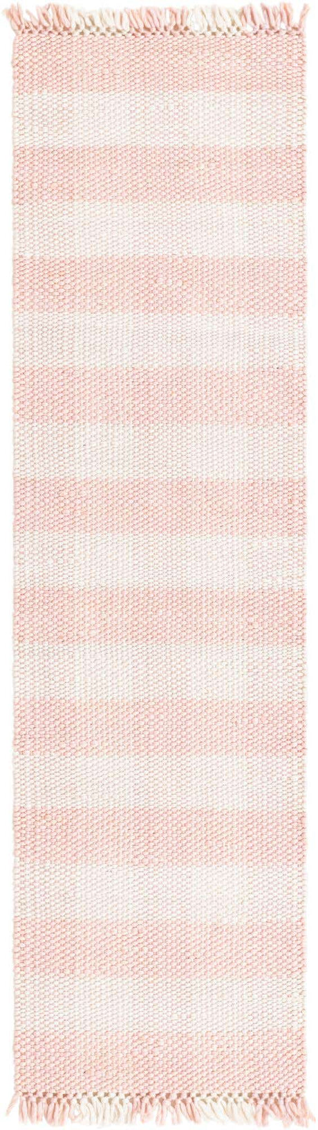 Pink 2' x 8' Eco Plaid Indoor Outdoor Washable Runner Rug