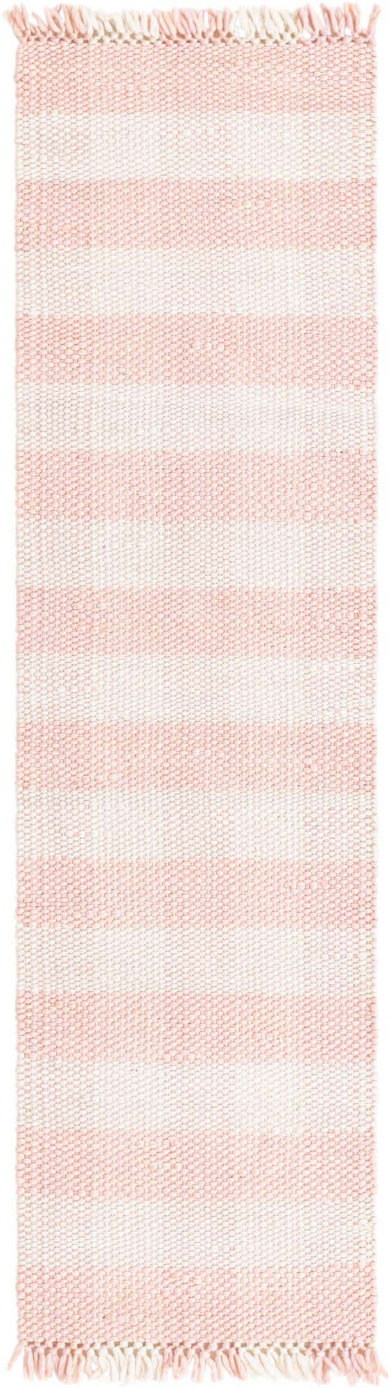 Pink 2' x 8' Eco Plaid Indoor Outdoor Washable Runner Rug