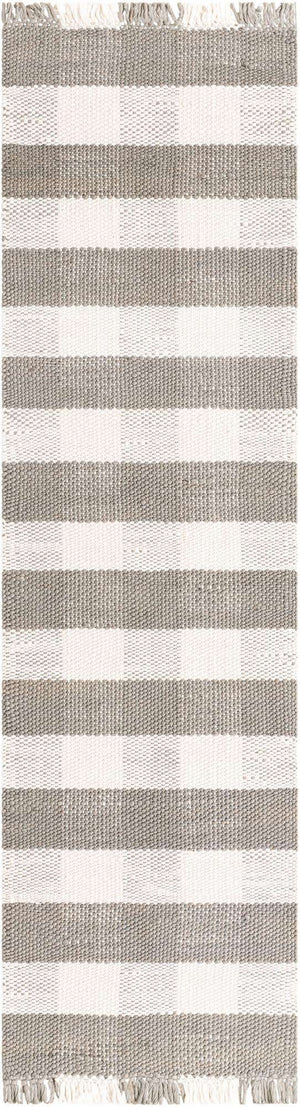 Gray 3' x 10' Eco Plaid Indoor Outdoor Washable Runner Rug