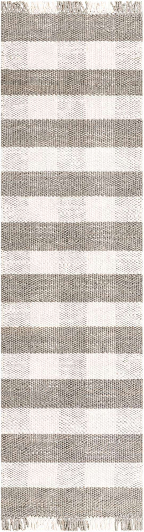 Gray 3' x 10' Eco Plaid Indoor Outdoor Washable Runner Rug