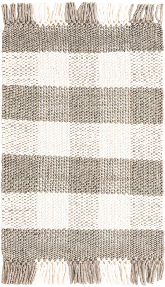 Gray 2' 2 x 3' 1 Eco Plaid Indoor Outdoor Washable Rectangle Rug