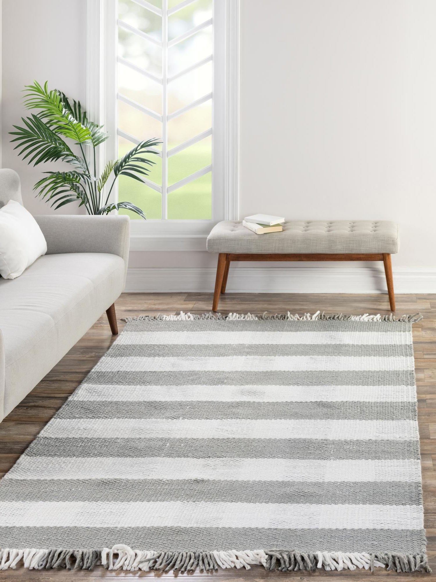 Washable Gray 5' 3 x 8' Eco Plaid Indoor Outdoor Washable Rectangle Area Rug Easy to Clean Stain Resistant & Durable Weather Resistant for Patio, Deck, Terrace, Balcony, Porch 100% Recycled Plastic Bottles Carpet Mat for Sale at Rug Engine