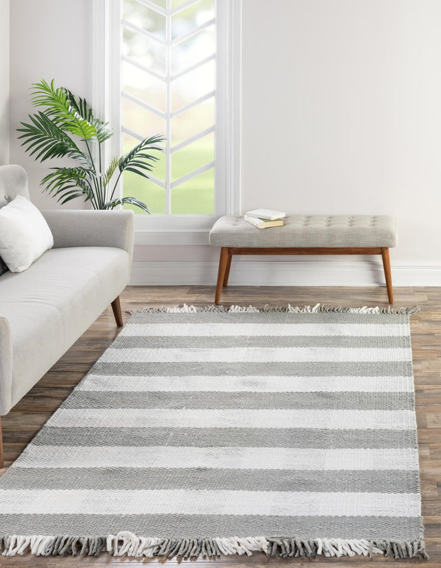Gray 4' 1 x 6' 1 Eco Plaid Indoor Outdoor Washable Rectangle Rug