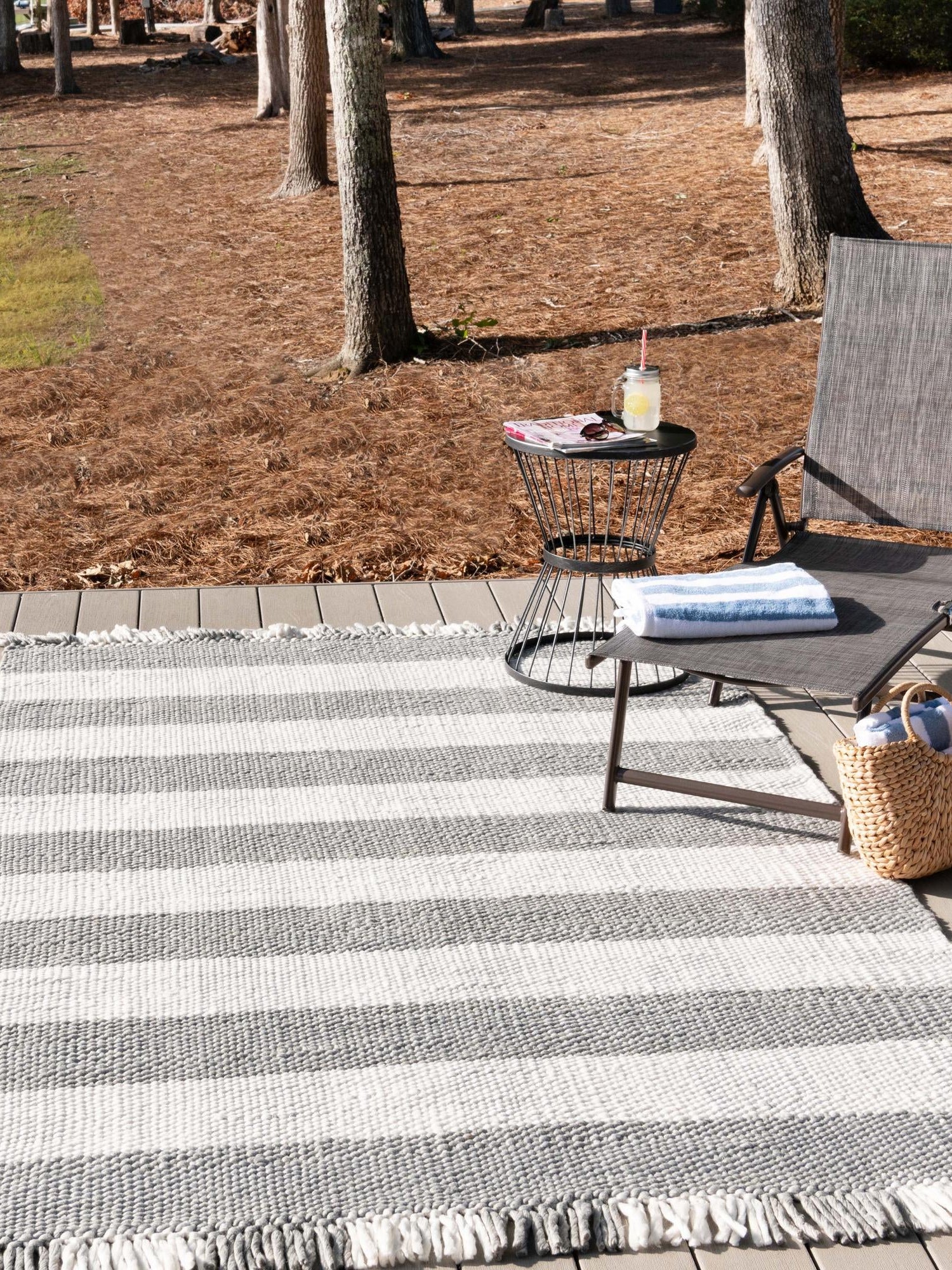 Washable Gray 5' 3 x 8' Eco Plaid Indoor Outdoor Washable Rectangle Area Rug Easy to Clean Stain Resistant & Durable Weather Resistant for Patio, Deck, Terrace, Balcony, Porch 100% Recycled Plastic Bottles Carpet Mat for Sale at Rug Engine