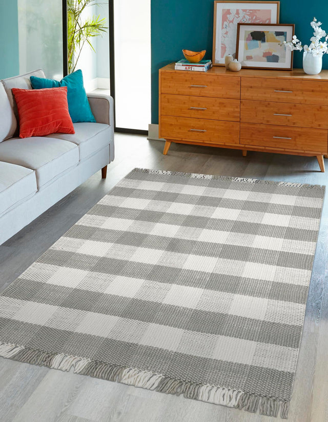 Gray 2' 2 x 3' 1 Eco Plaid Indoor Outdoor Washable Rectangle Rug