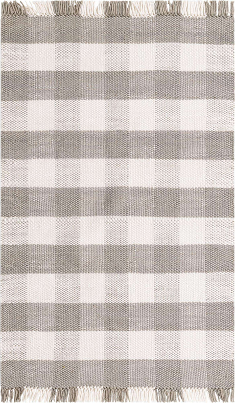 Gray 5' 3 x 8' Eco Plaid Indoor Outdoor Washable Rectangle Rug