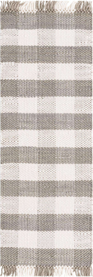 Gray 2' x 6' 1 Eco Plaid Indoor Outdoor Washable Runner Rug
