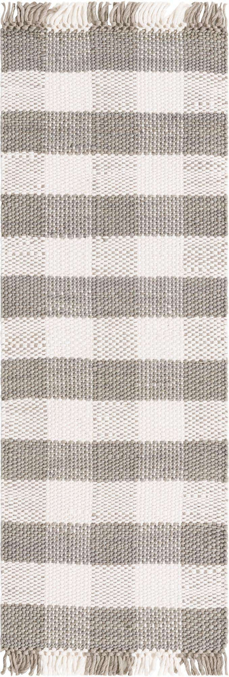 Gray 2' x 6' 1 Eco Plaid Indoor Outdoor Washable Runner Rug