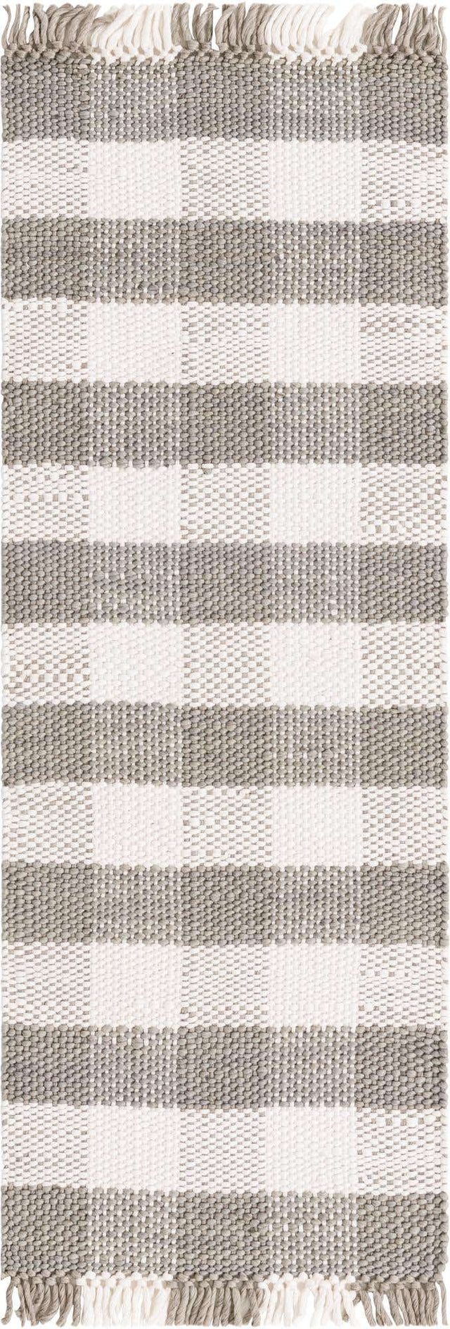 Gray 2' x 6' 1 Eco Plaid Indoor Outdoor Washable Runner Rug