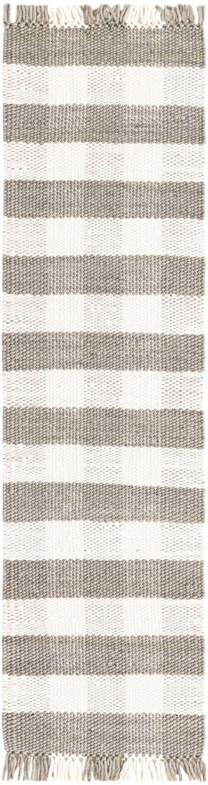 Gray 2' x 8' Eco Plaid Indoor Outdoor Washable Runner Rug